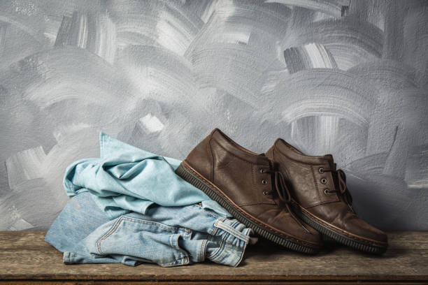 istock Vintage leather bag and clothing men style. 850979100
