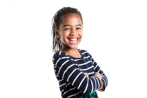 istock Adorable african little girl on studio white background 850988426