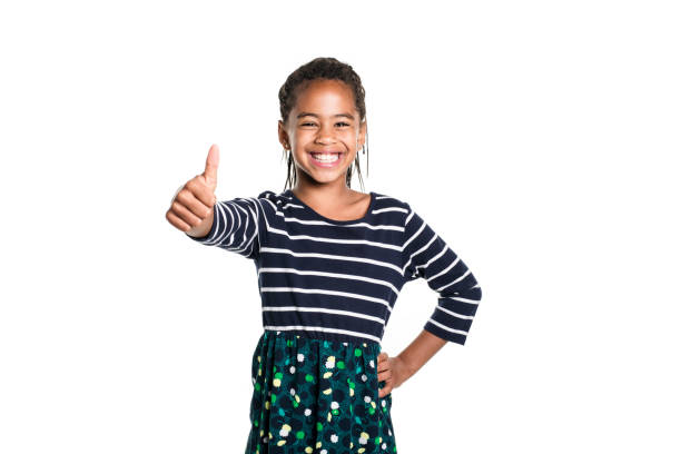 istock Adorable african little girl on studio white background 850988562
