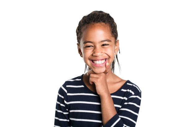 istock Adorable african little girl on studio white background 850989536