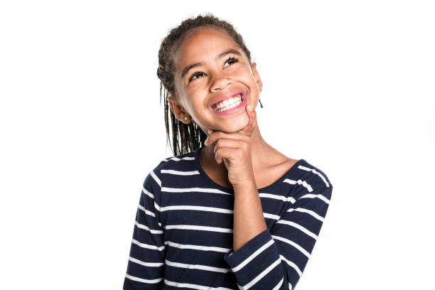 istock Adorable african little girl on studio white background 850991028