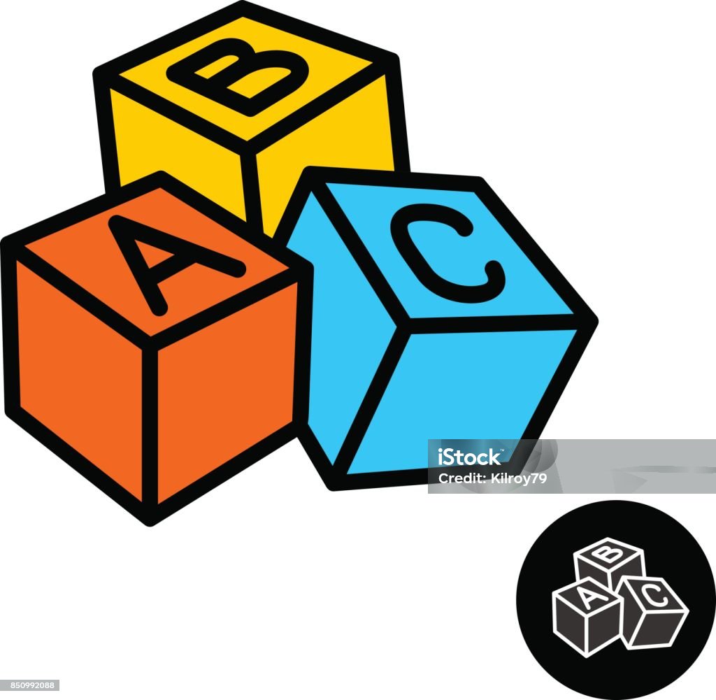 ABC des blocs avec l’icône de lettres - clipart vectoriel de Jeu de construction libre de droits