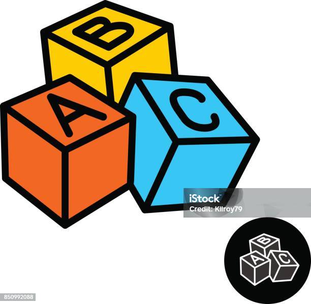 Abc Des Blocs Avec Licône De Lettres Vecteurs libres de droits et plus d'images vectorielles de Jeu de construction - Jeu de construction, Enfant, Icône