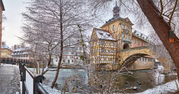 Old town hall Bamberg in Winter (Altes Rathaus). Long exposure shot.