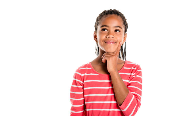 istock Adorable african little girl on studio white background 850992346
