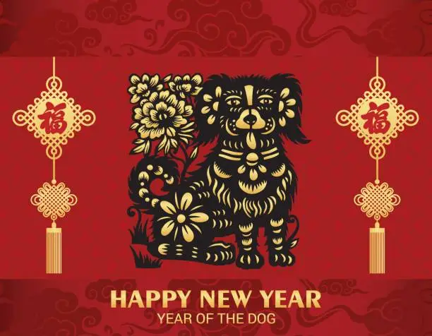 Vector illustration of Year of the dog, 2018