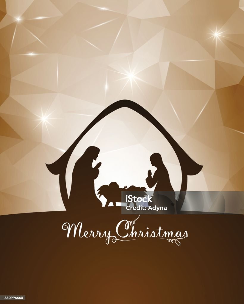 Nativity The Messiah was Born. In Silhouette stock vector