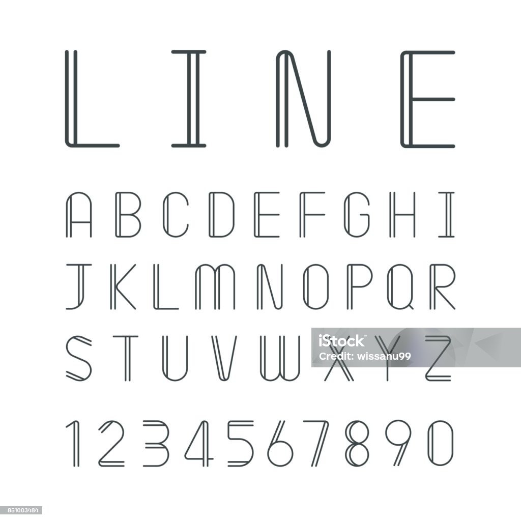 Linear Font Alphabet Design Vector Illustration Stock Illustration ...