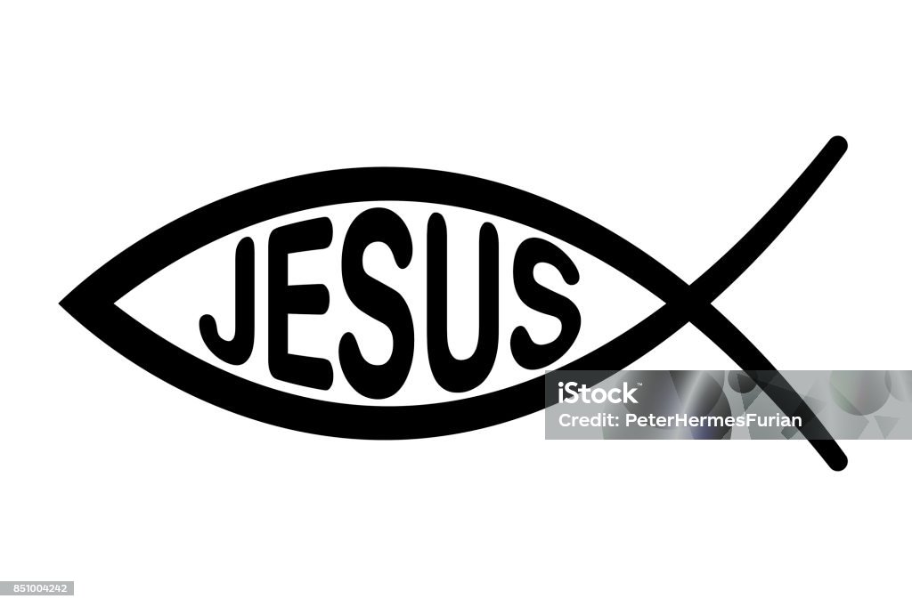Jesus-Fisch-Symbol, Signo f die Fische Ichthus - Lizenzfrei Christentum Vektorgrafik