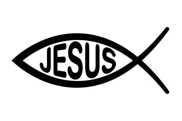 Vector illustration of Jesus fish symbol, signo f the fish, Ichthus