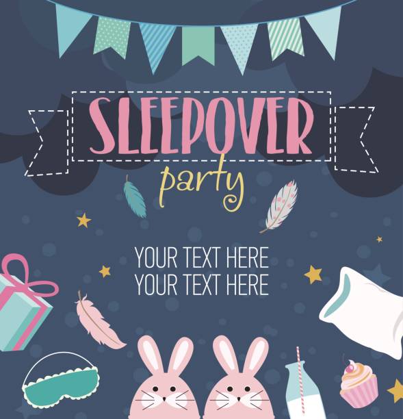Slumber party invitation card. Birthday invitation card. Slumber party invitation card. Birthday invitation card. Vector illustration slumber party stock illustrations