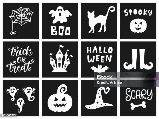 Halloween Templates Badges Set Stock Illustration - Download Image Now - Abstract, Art, Badge