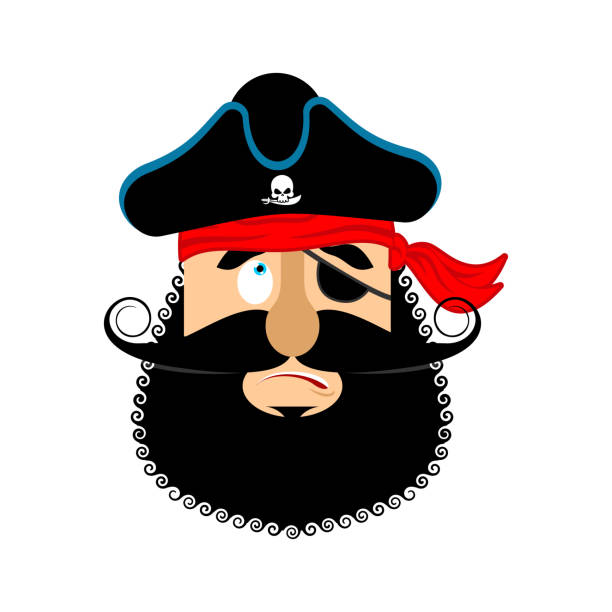 illustrazioni stock, clip art, cartoni animati e icone di tendenza di testa di emoji colpevole pirata. ostruzionismo volto di emozione colpevole. avatar delinquente buccaneer. illustrazione vettoriale - buccaneer