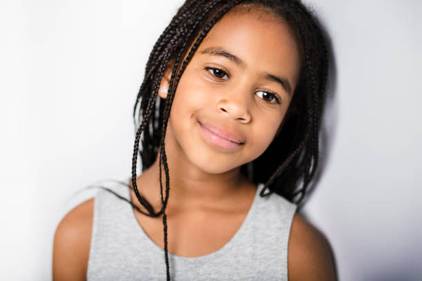 istock Adorable african little girl on studio gray background 851015166