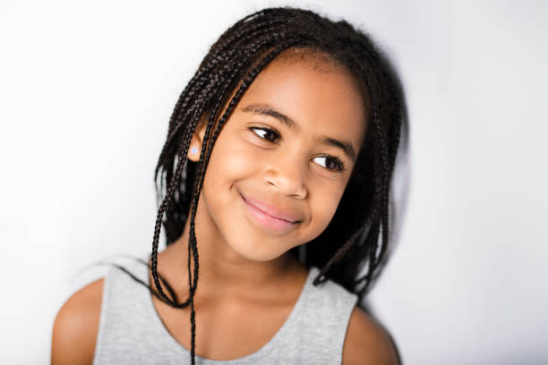 istock Adorable african little girl on studio gray background 851015254
