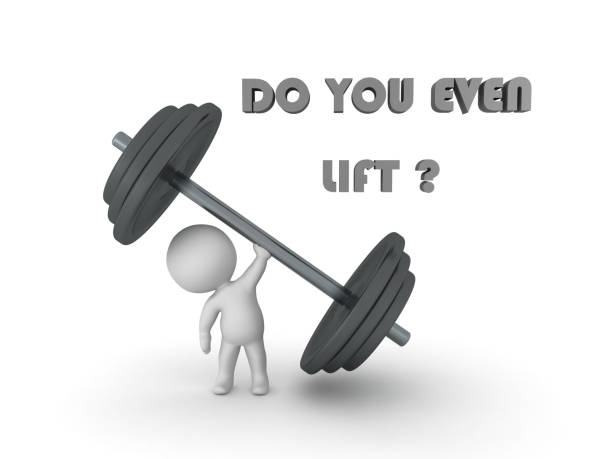 Barbell weightlifting training metal symbol person lifting barbell symbol on silver metal wall background