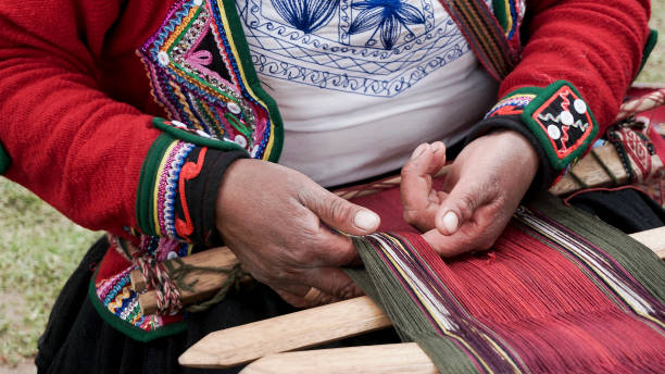 istock A Quechuan woman demsontrates alpaca wool weaving 851021960
