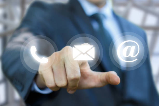 istock Businessman clicks on the button letter. 851030616