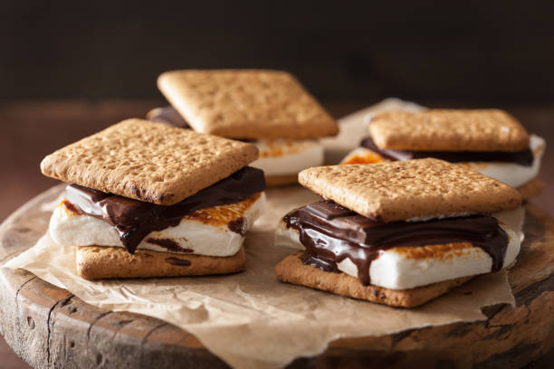 istock homemade marshmallow s'mores with chocolate on crackers 851033980