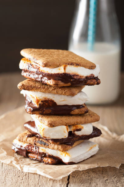 istock homemade marshmallow s'mores with chocolate on crackers 851034466