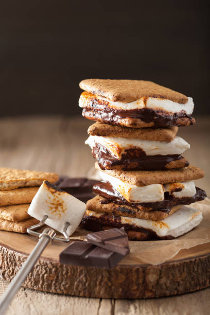 istock homemade marshmallow s'mores with chocolate on crackers 851035126