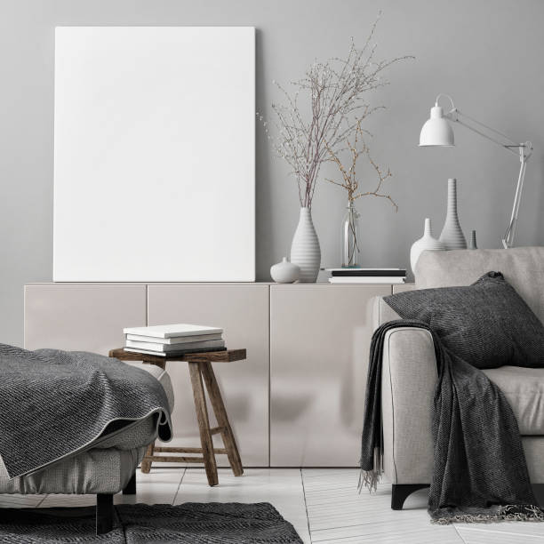 istock Mock up poster in living room 851038926