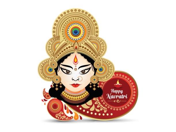 Hindu Festival Navratri Vector Illustration Stock Illustration - Download  Image Now - Navratri, Durga, Design - iStock