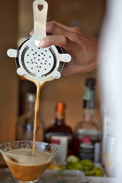 Making espresso martini cocktail