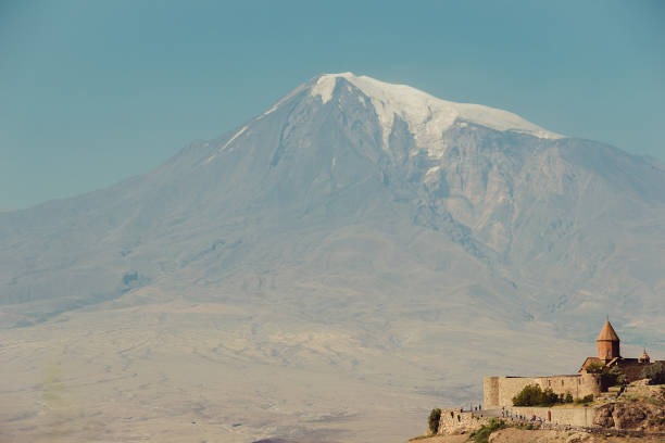istock Khor Virap Monastery. Mount Ararat on background. Exploring Armenia. Armenian architecture. Tourism and travel concept. Mountain landscape. Religious landmark. Tourist attraction. Copy space for text 851052862