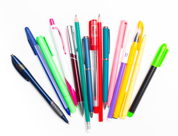 istock Pens and pencils on white background 851053194