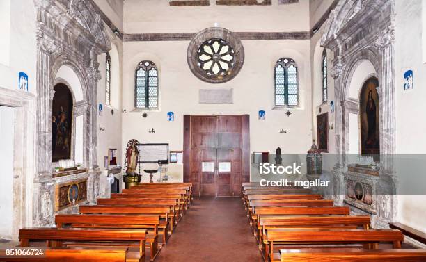 Internal View Of Medieval Basilica Of Sant Aurea In Ostia Antica Rome Italy Stock Photo - Download Image Now