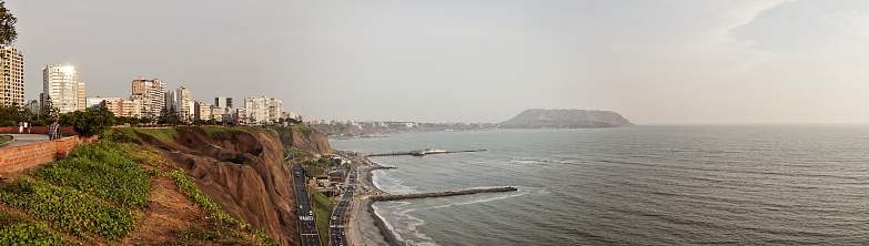 A Pano shot of Lima city beach in summer season