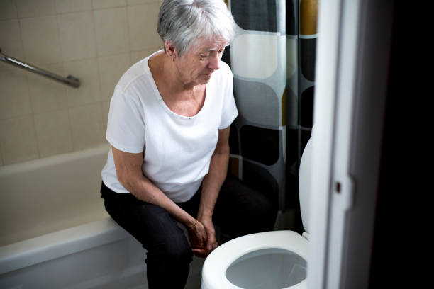 istock Retirement woman fell down in a restroom 851106984