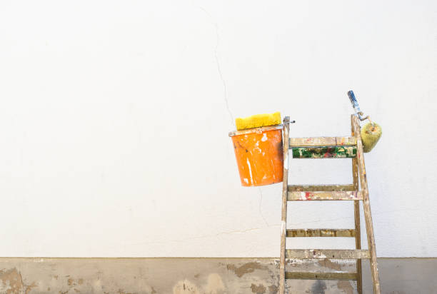 istock House wall improvement with ladder, bucket and paint roller 851120236