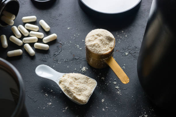 istock sports supplements on a black background closeup 851155400