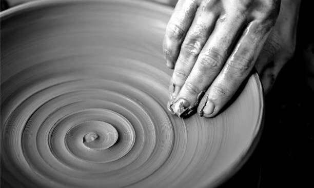 Pottery. Hands of potter making clay pot, closeup photo pottery making stock pictures, royalty-free photos & images