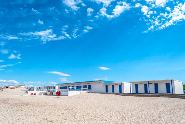 istock White and blue building on the beach 851156204