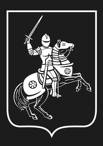 The logo depicts the silhouette of a horseman in armor with a sword.