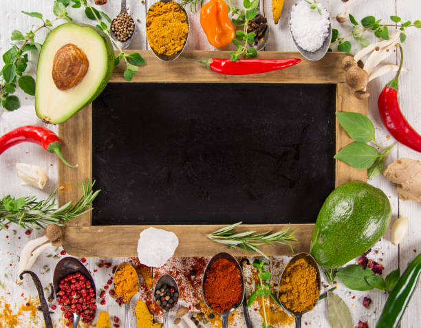 istock Various colorful spices on wooden table 851176542