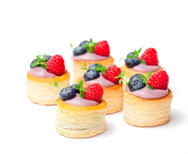 istock puff  pastry stuffed with soft blueberry curd with berries and thyme on white background 851177130