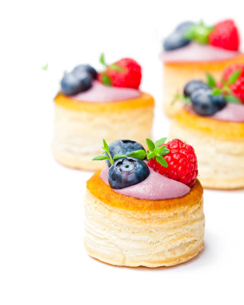 istock puff  pastry stuffed with soft blueberry curd with berries and thyme on white background 851177422