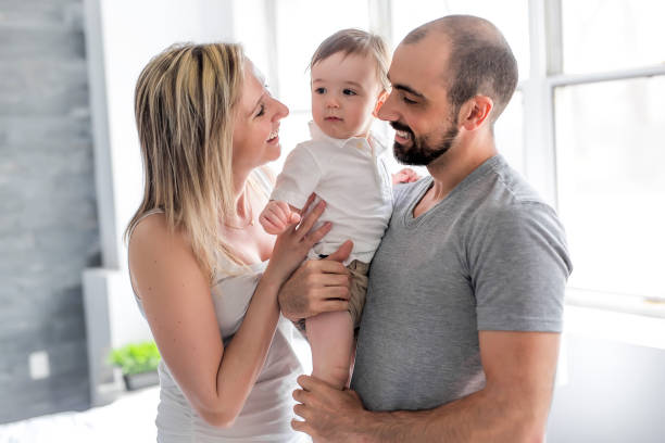 istock nice Happy and fun family in bedroom 851181464