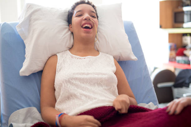istock Sick patient lying on bed in hospital for medical background 851211076