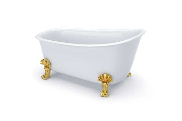istock White bath on golden legs. Vintage style. isolated background. 3D rendering 851218862