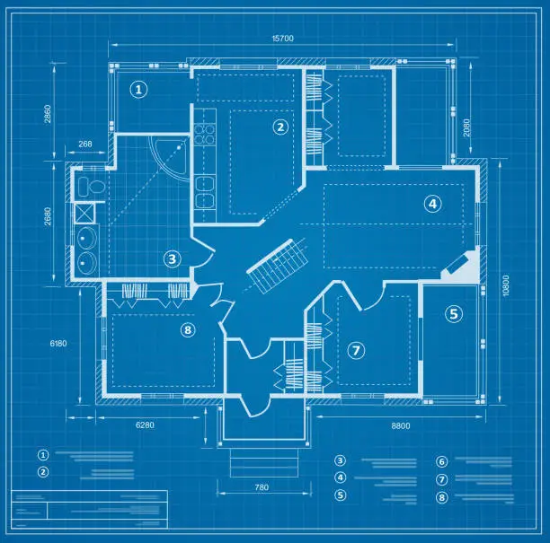 Vector illustration of Blueprint house plan