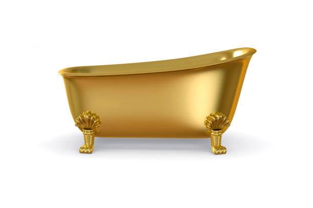 istock Gold bath on golden legs. Vintage style. isolated background. 3D rendering 851263646