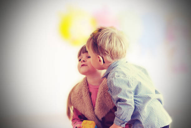 Romantic kiss of the toddlers vintage