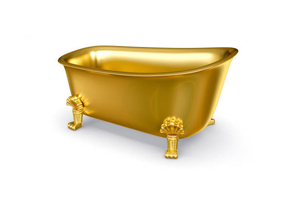 istock Gold bath on golden legs. Vintage style. isolated background. 3D rendering 851285018