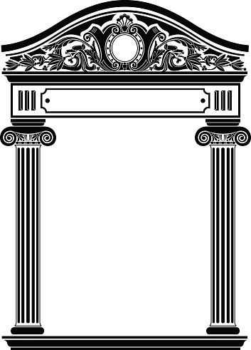 Classic antique portal with columns in vector graphics