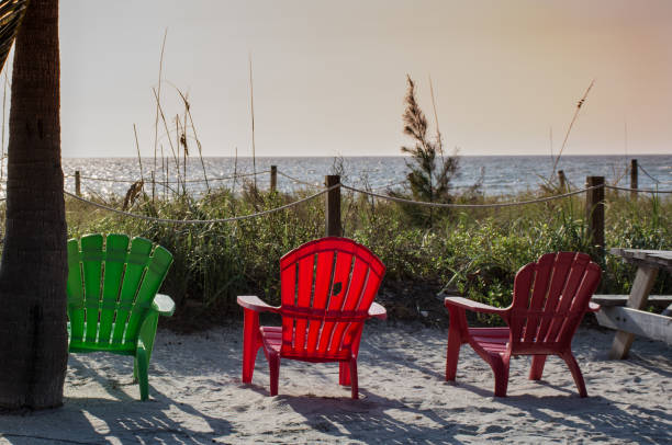 istock Beach Chairs Lined up at the Beach 851302728